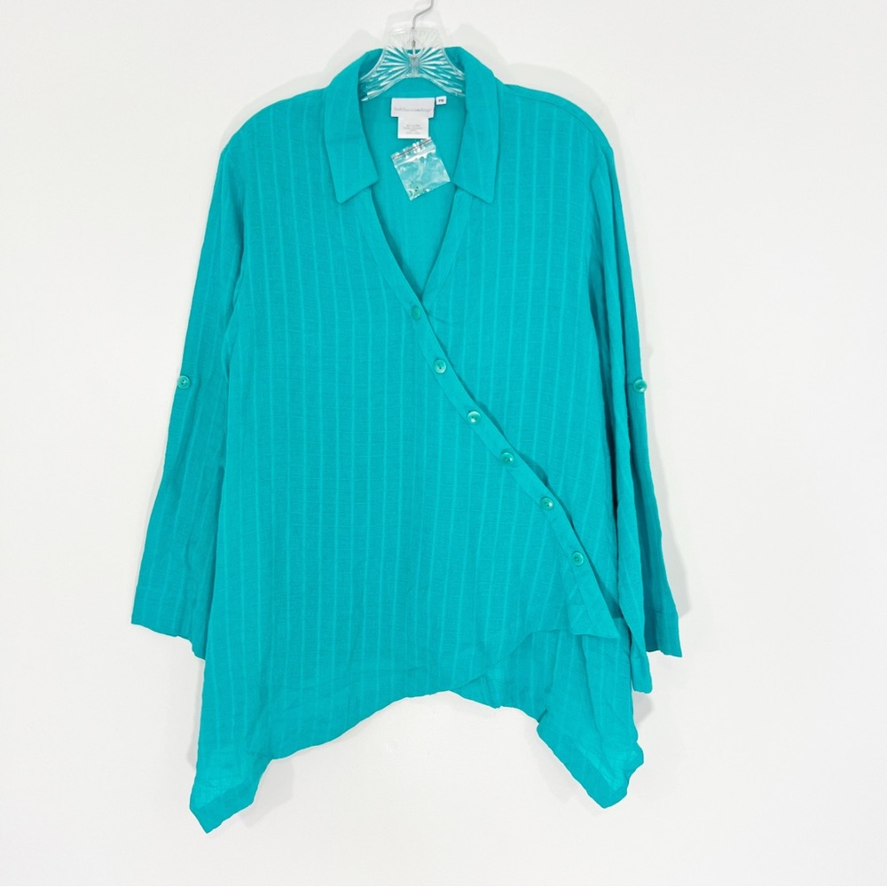 Soft Surroundings Crossover Cannes Asymmetric Buttondown Shirt Size Medium